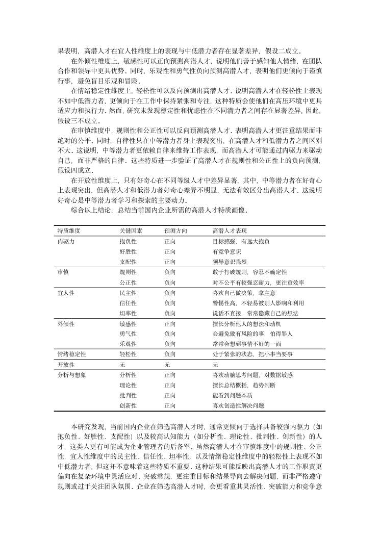 企业高潜人才的人格特质研究 第10页